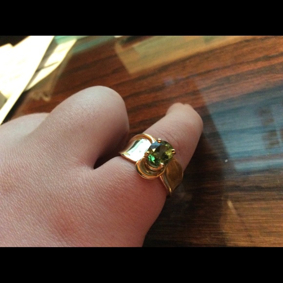 FINAL SALE PRICE 14K YG Swirl & 2.25 carat TW Green Tourmaline Ring - Picture 6 of 6